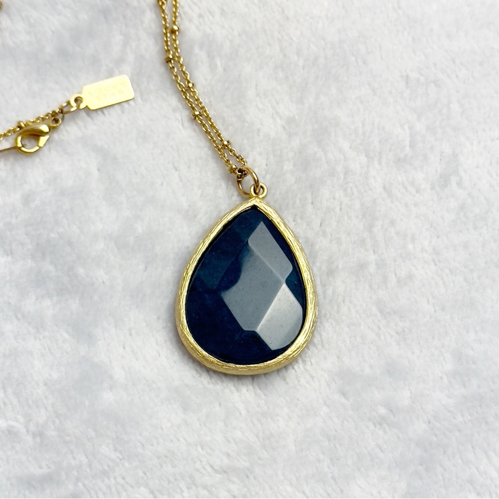 Lucky Star Gold Tone Teal Pendant Necklace
